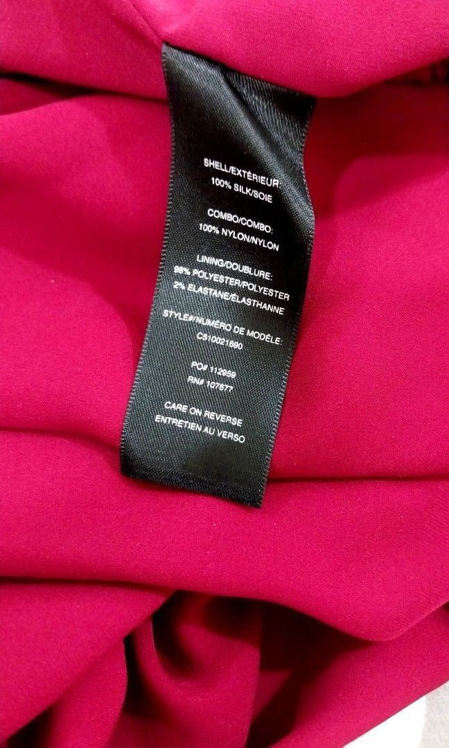 Alice + Olivia Red Keyhole Silk Top w/ Black Lace Panels