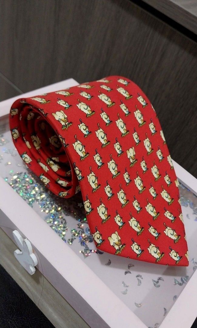 Salvatore Ferragamo Elephant Pattern Silk Tie