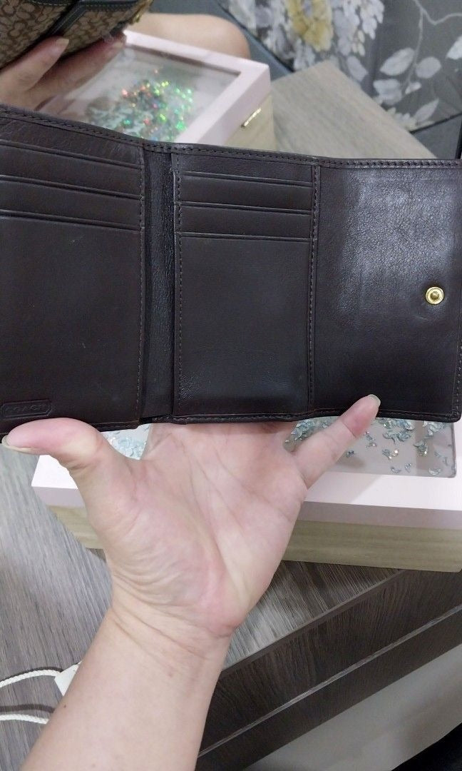 Coach Signature Monogram Trifold Wallet