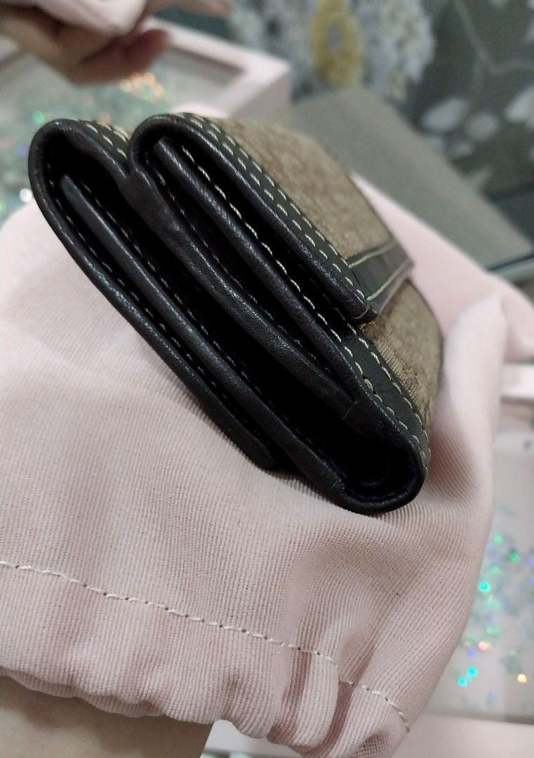 Coach Signature Monogram Trifold Wallet