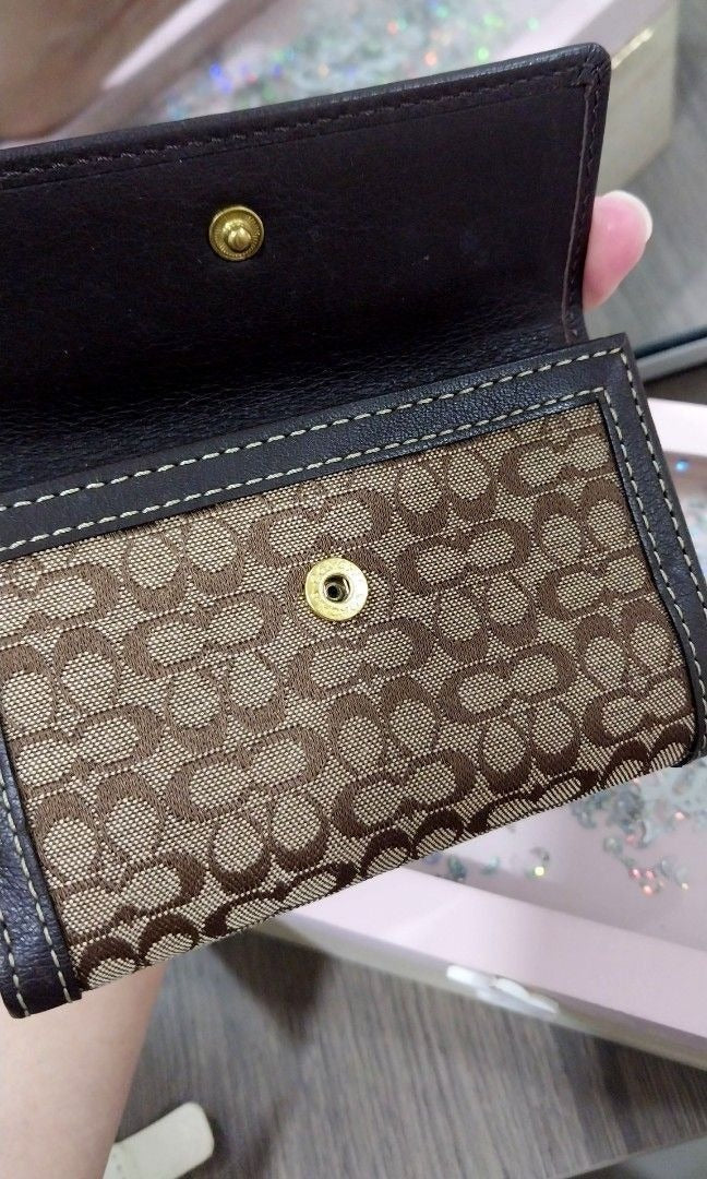 Coach Signature Monogram Trifold Wallet