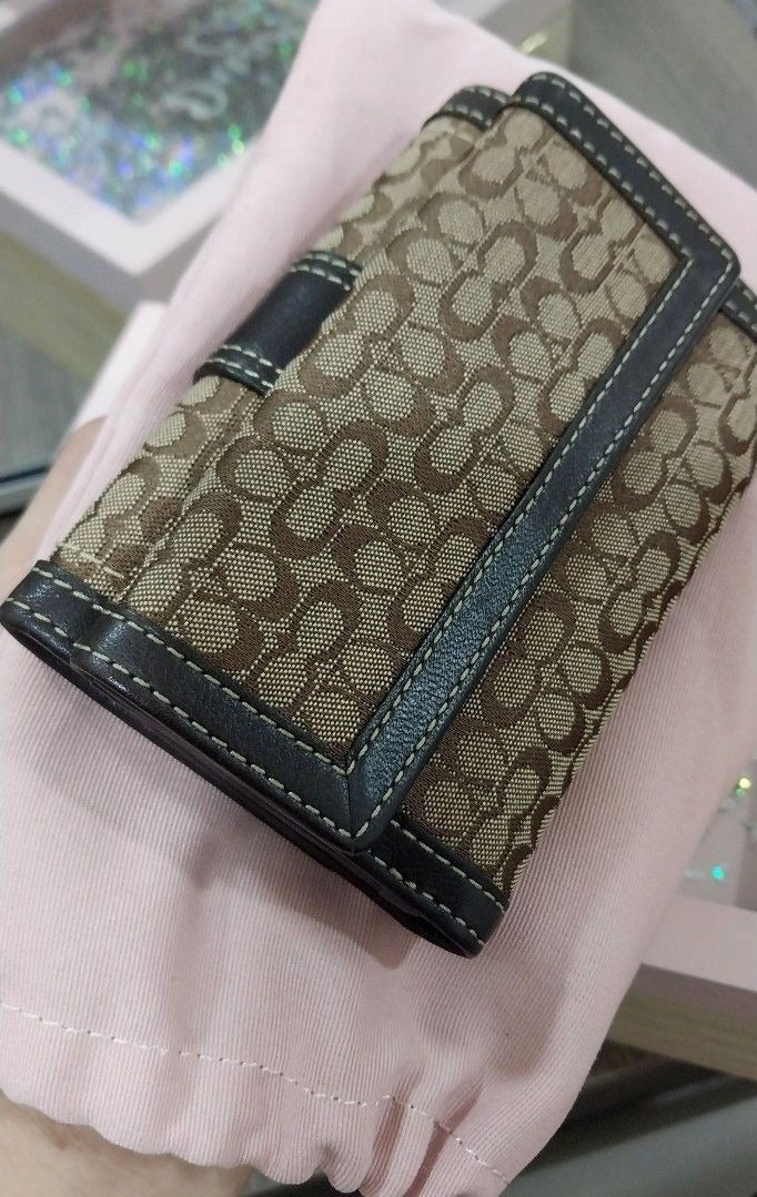 Coach Signature Monogram Trifold Wallet