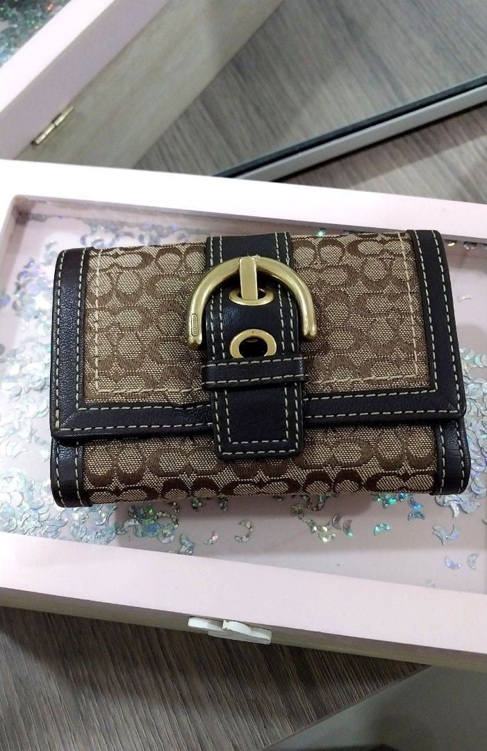 Coach Signature Monogram Trifold Wallet