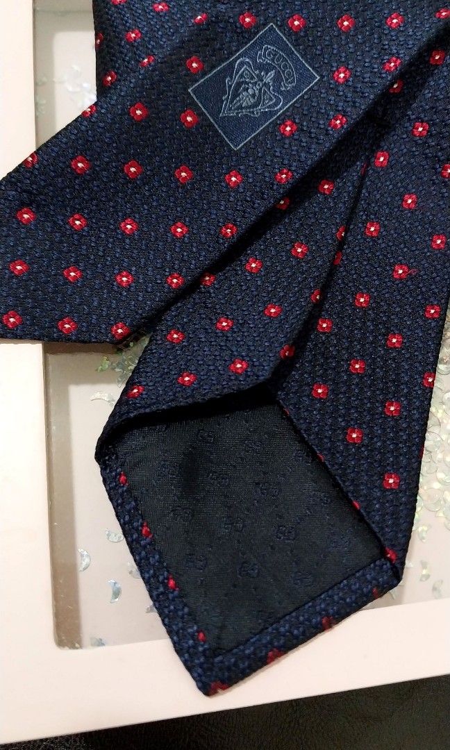 Gucci Dark Navy Bee Floral Silk Tie
