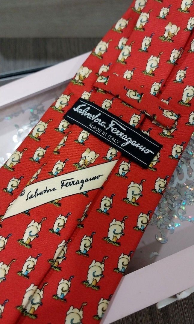 Salvatore Ferragamo Elephant Pattern Silk Tie