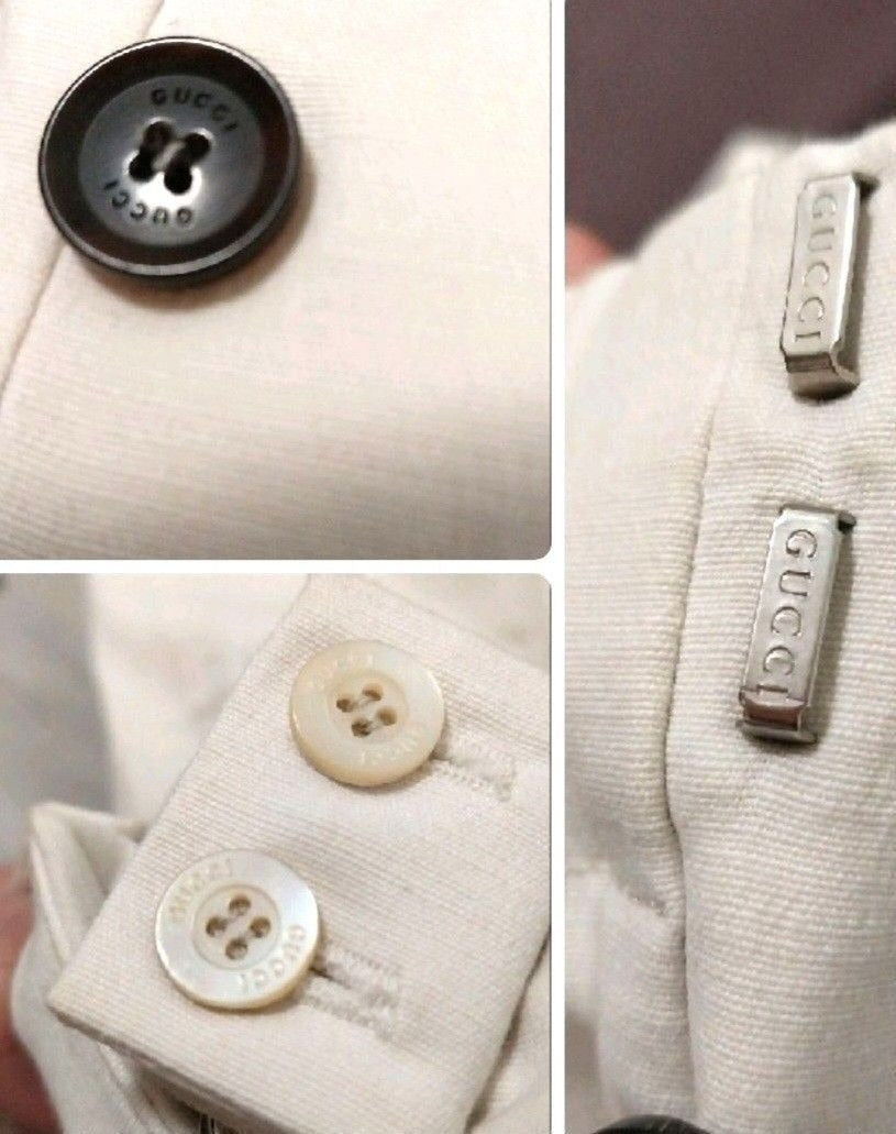 Gucci Cream Cotton Bamboo Buckle Pants
