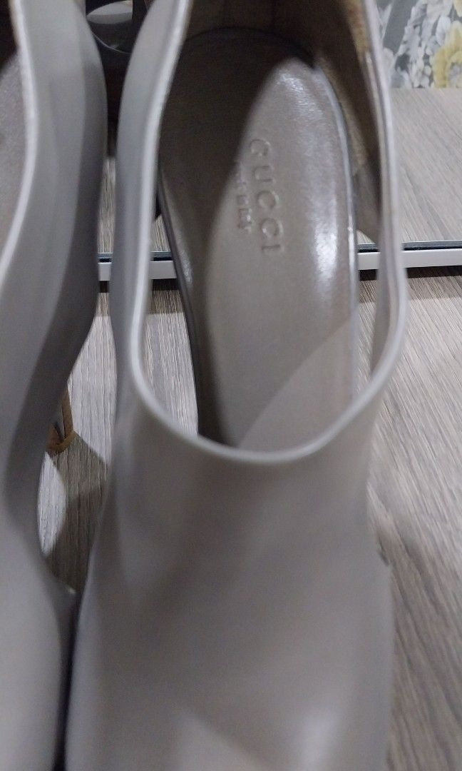 Gucci Leather Peep-Toe Pumps Ankle Boots