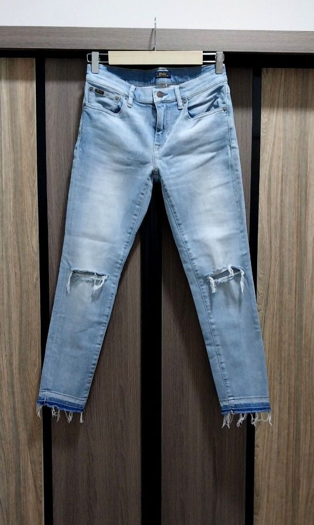 Polo Ralph Lauren Ripped Faded Tompskins Skinny Crop Jeans