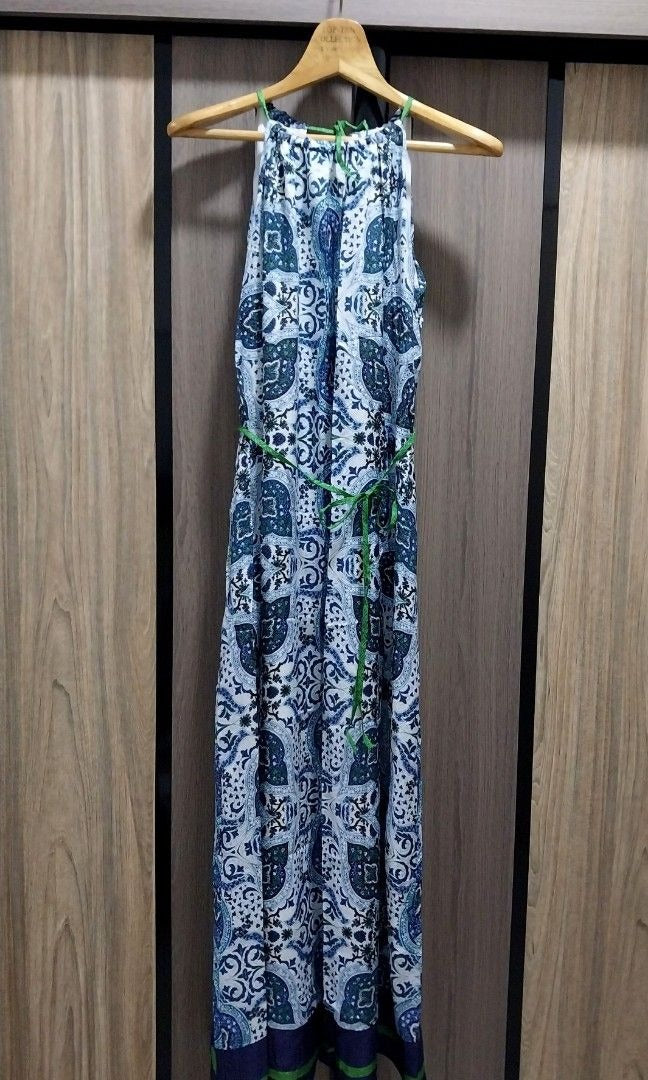 Massimo Dutti Self-tie Halter Maxi Dress