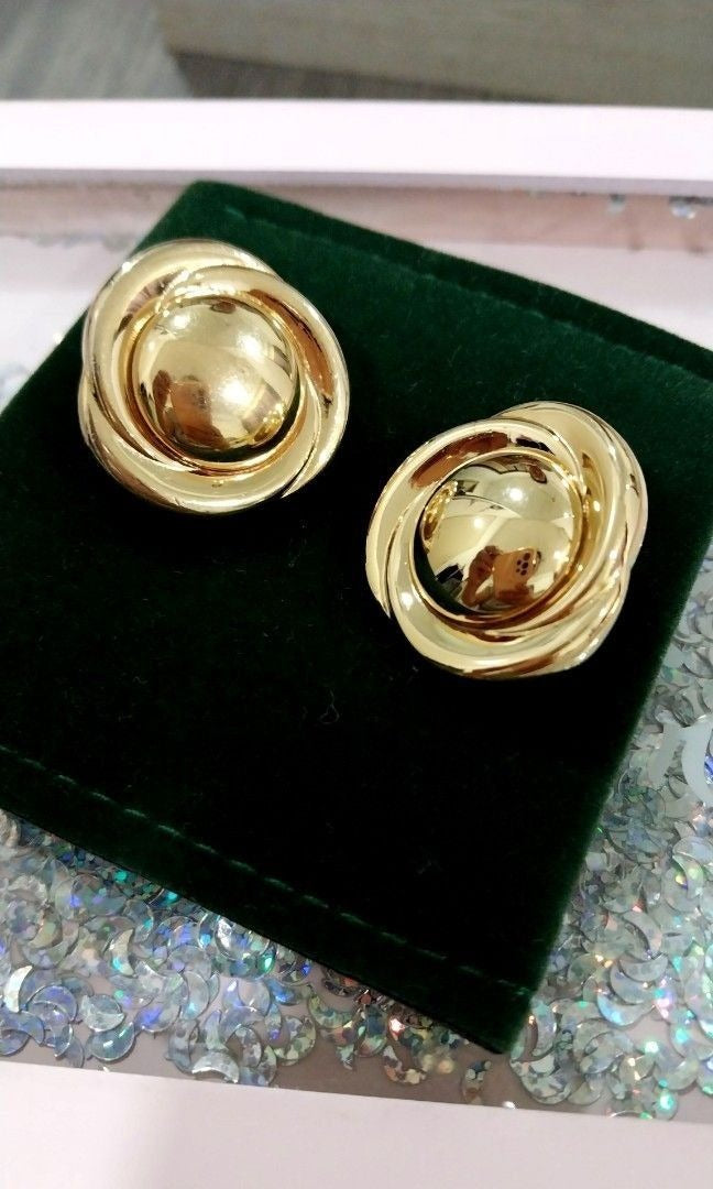 Vintage Monet Gold Clip Earrings