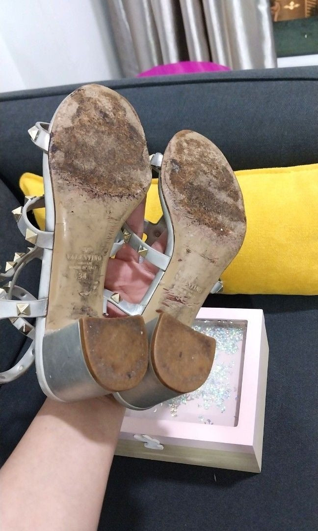 Valentino Rockstud Ankle Strap Leather Sandals