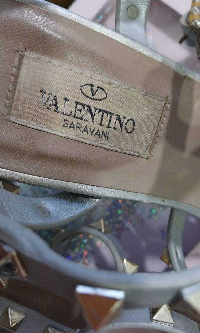 Valentino Rockstud Ankle Strap Leather Sandals