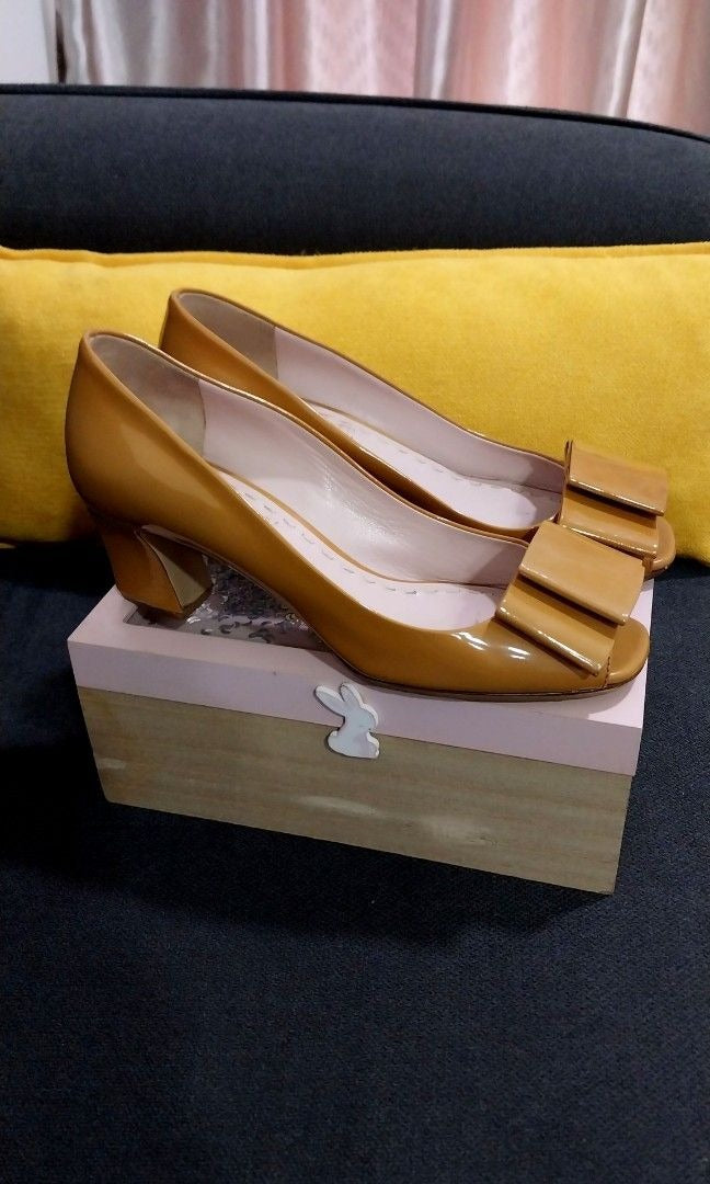 Miu Miu Patent Leather Bow Peep Toe Pumps
