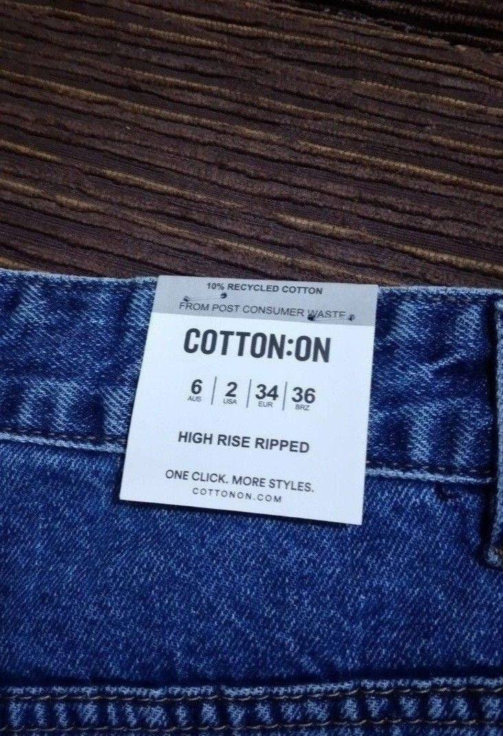 Cotton On High Rise Ripped Mom Shorts