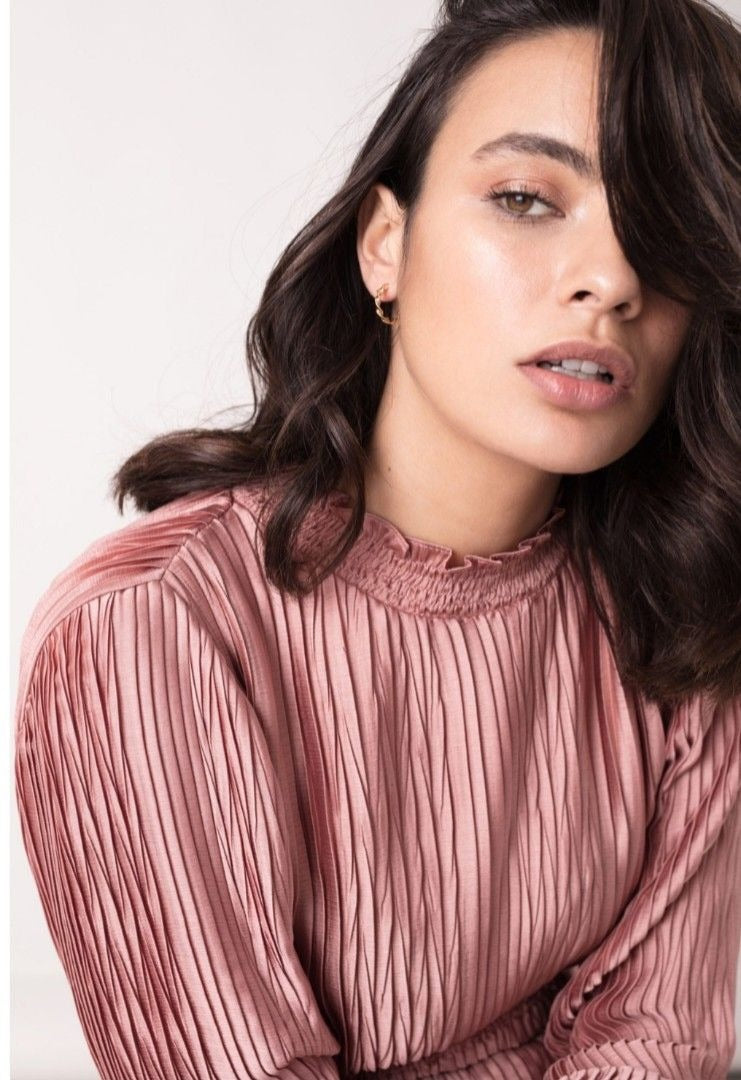 Zara Pleated High-Neck Top