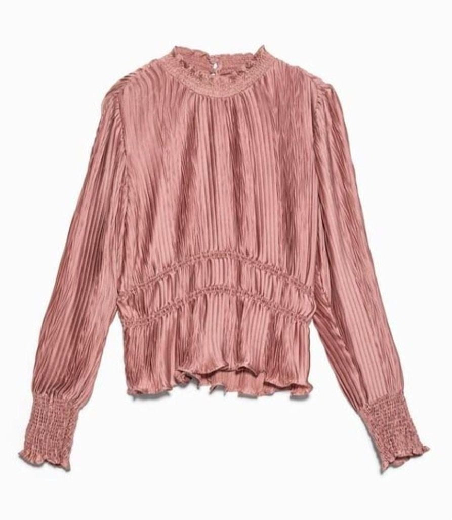 Zara Pleated High-Neck Top