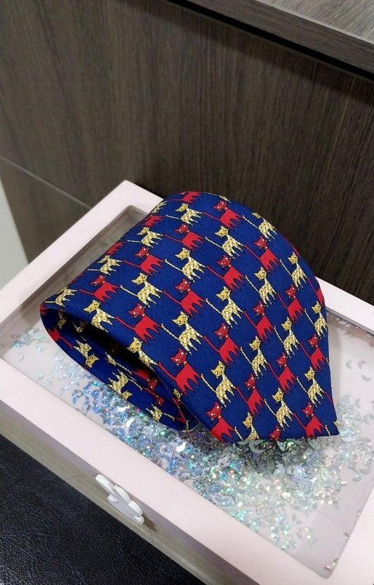 Christian Dior Cat Pattern Silk Tie
