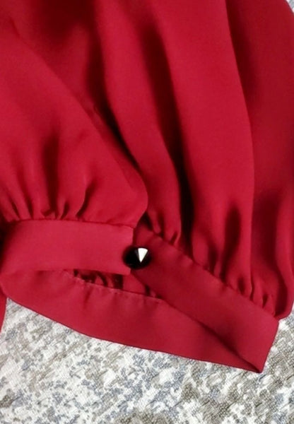 Alice + Olivia Red Keyhole Silk Top w/ Black Lace Panels