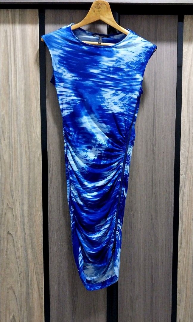 BCBG Maxazria Blue Dell Ruched Dress