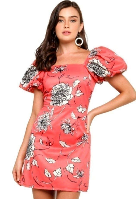 Bysi Puff Sleeve Floral Dress