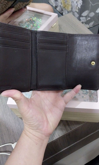 Coach Signature Monogram Trifold Wallet