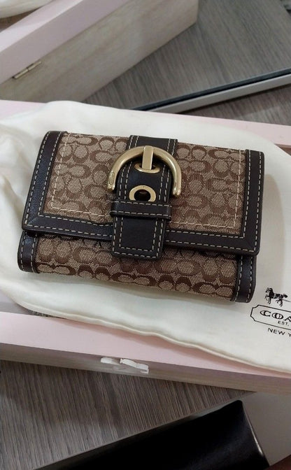 Coach Signature Monogram Trifold Wallet