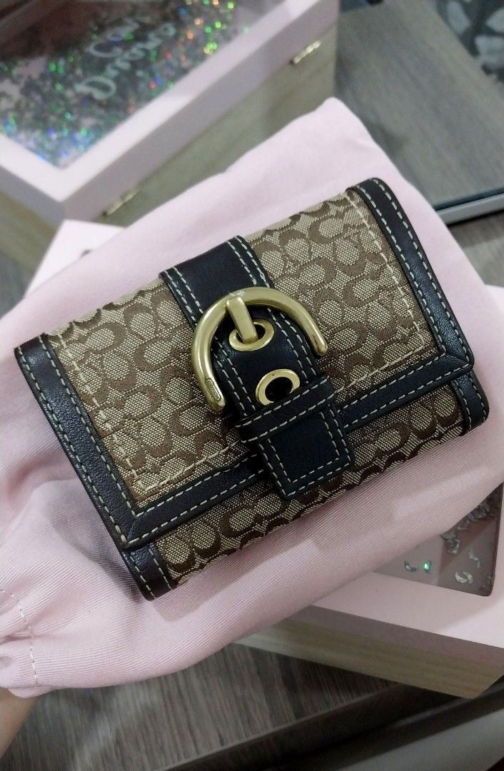 Coach Signature Monogram Trifold Wallet