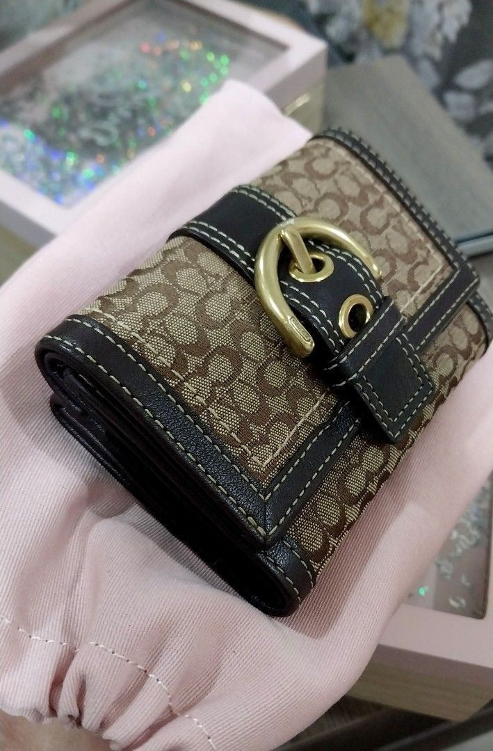 Coach Signature Monogram Trifold Wallet