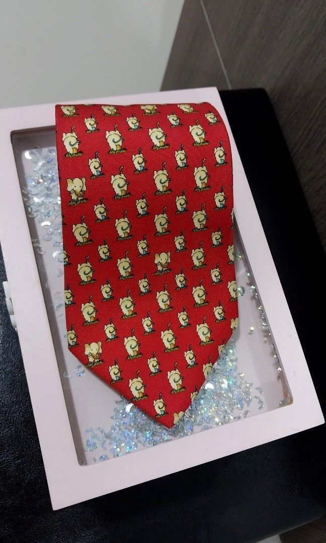 Salvatore Ferragamo Elephant Pattern Silk Tie