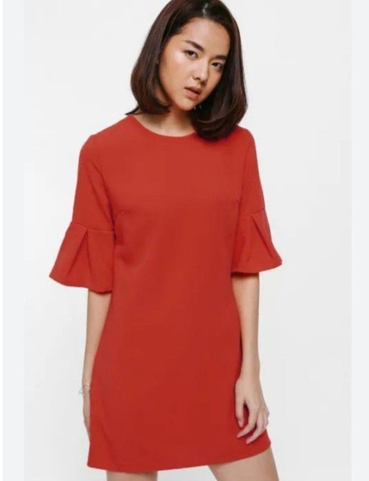 Love Bonito Pleated Bell Sleeve Mini Dress