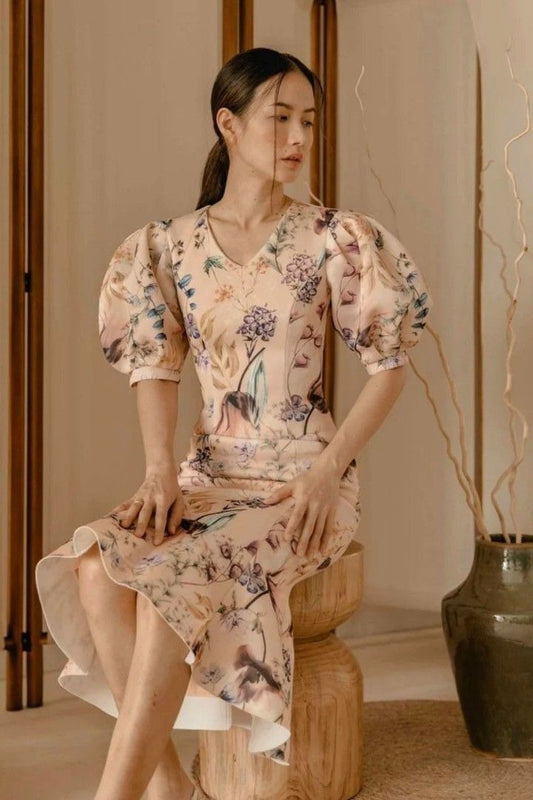 Doublewoot Puff Sleeve Midi Dress
