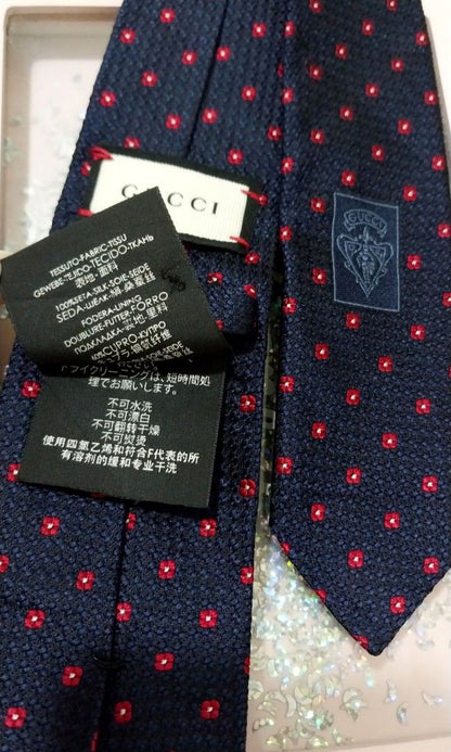 Gucci Dark Navy Bee Floral Silk Tie