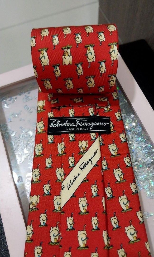Salvatore Ferragamo Elephant Pattern Silk Tie
