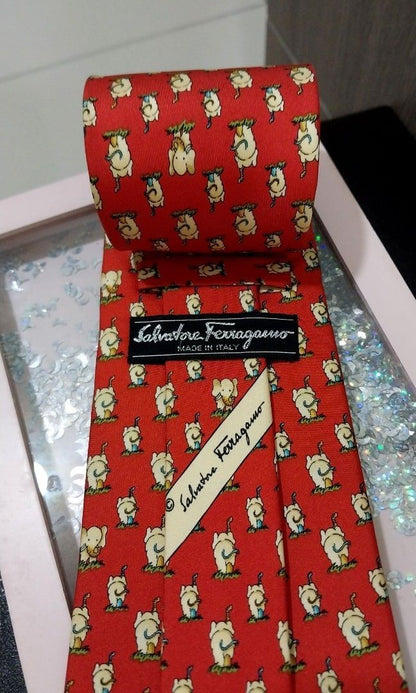 Salvatore Ferragamo Elephant Pattern Silk Tie