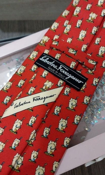 Salvatore Ferragamo Elephant Pattern Silk Tie