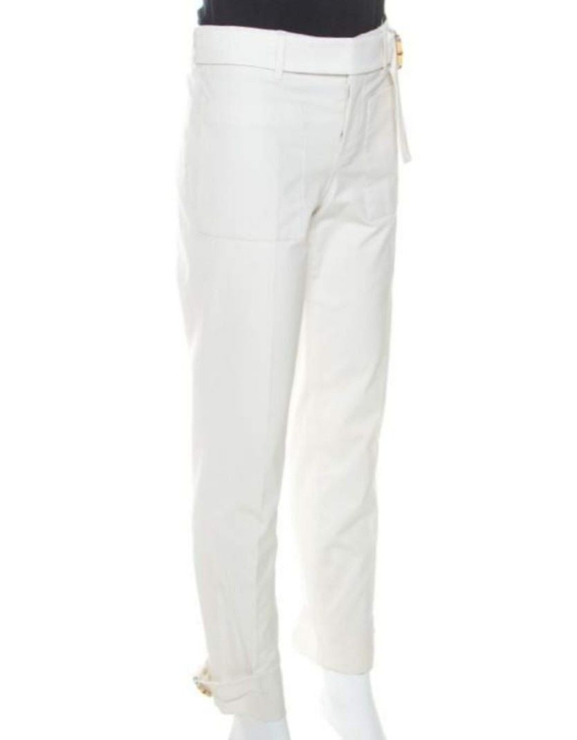 Gucci Cream Cotton Bamboo Buckle Pants