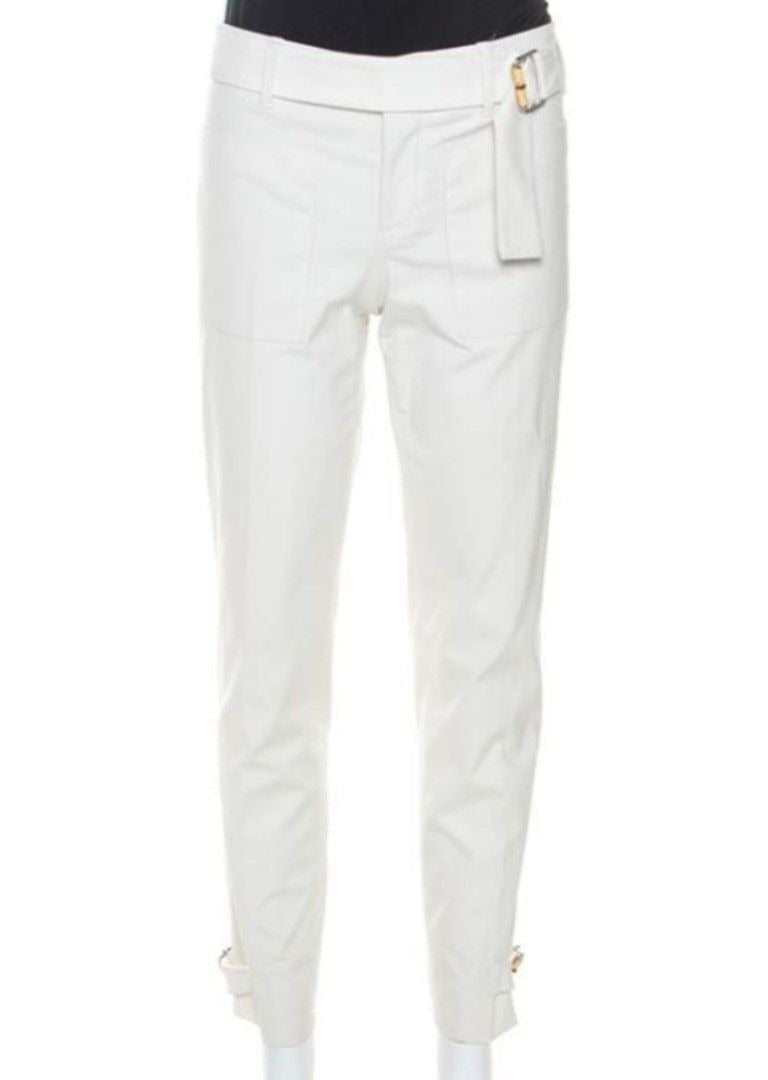 Gucci Cream Cotton Bamboo Buckle Pants