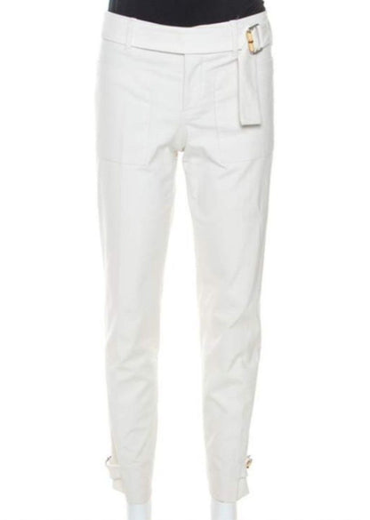 Gucci Cream Cotton Bamboo Buckle Pants