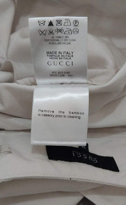 Gucci Cream Cotton Bamboo Buckle Pants