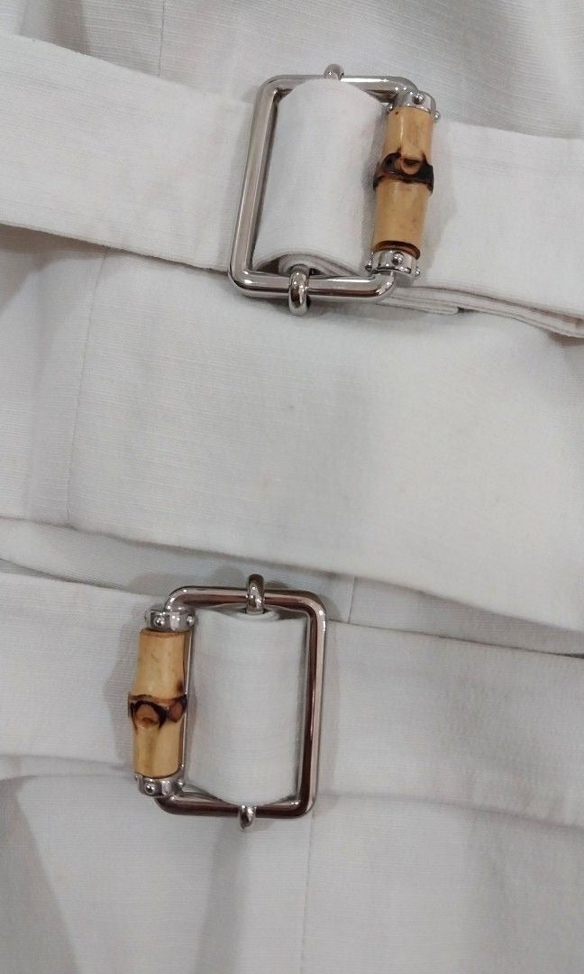 Gucci Cream Cotton Bamboo Buckle Pants