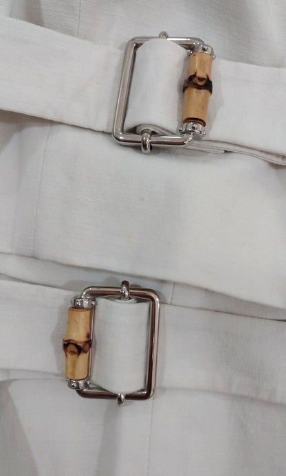 Gucci Cream Cotton Bamboo Buckle Pants