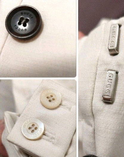 Gucci Cream Cotton Bamboo Buckle Pants