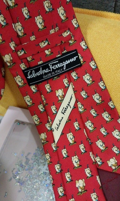 Salvatore Ferragamo Elephant Pattern Silk Tie