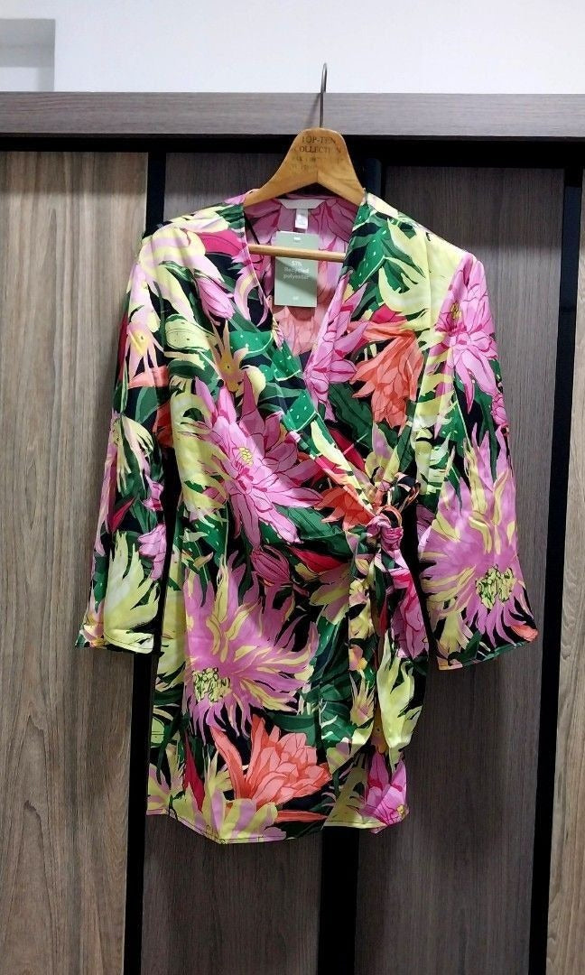 H&M Satin Wrap Mini Dress