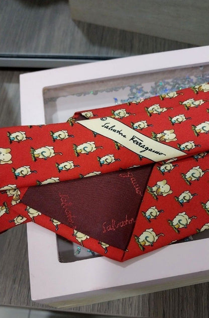 Salvatore Ferragamo Elephant Pattern Silk Tie