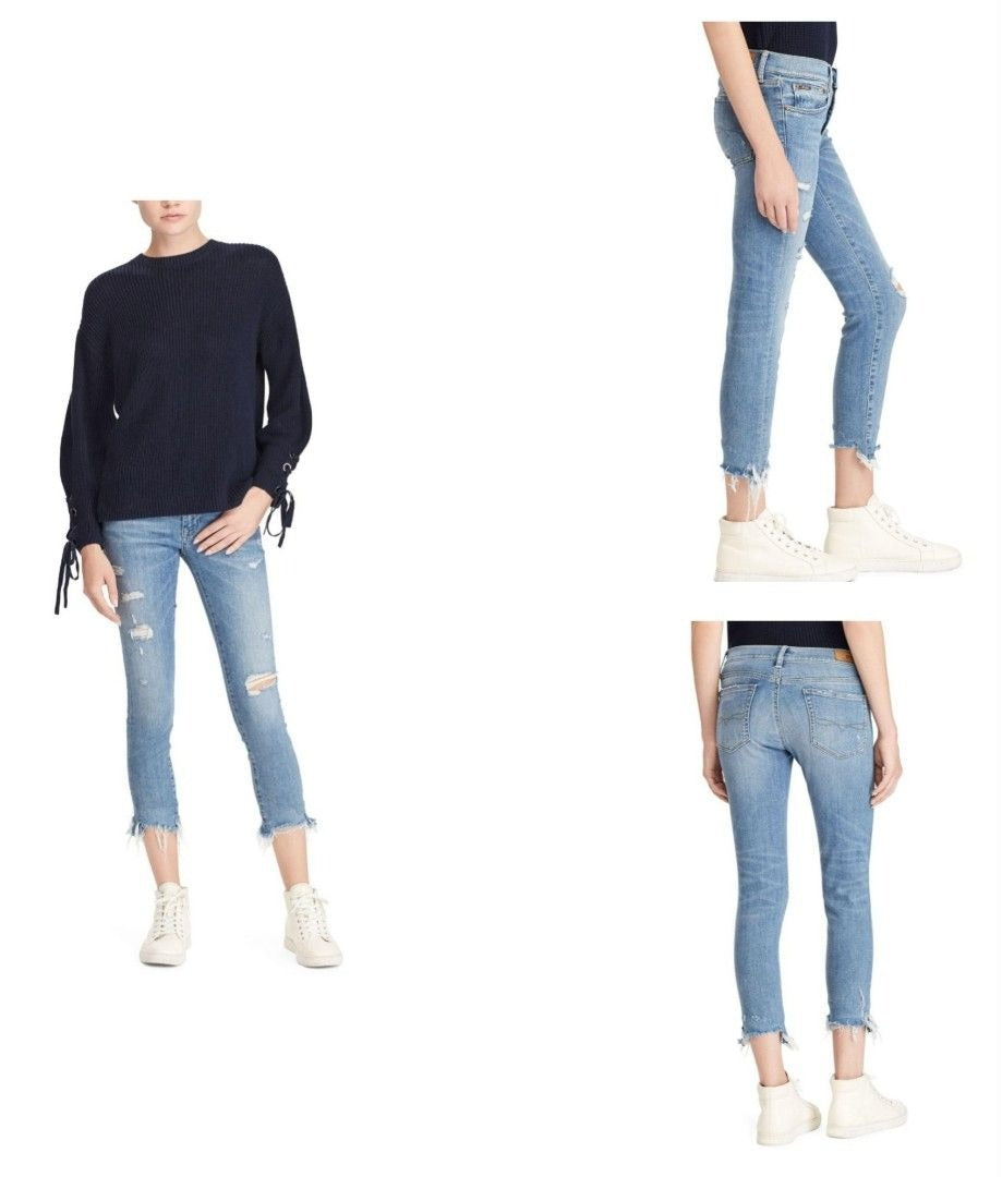 Polo Ralph Lauren Ripped Faded Tompskins Skinny Crop Jeans