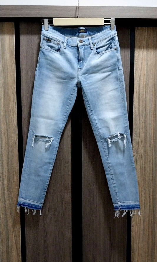 Polo Ralph Lauren Ripped Faded Tompskins Skinny Crop Jeans