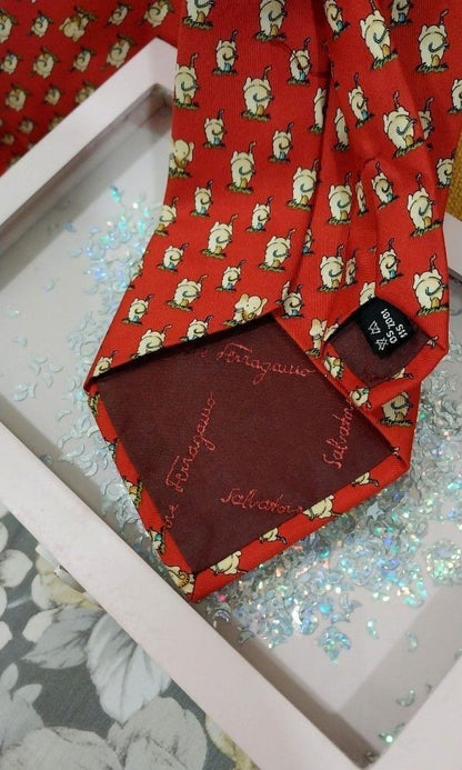 Salvatore Ferragamo Elephant Pattern Silk Tie