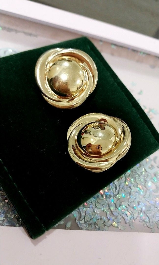 Vintage Monet Gold Clip Earrings