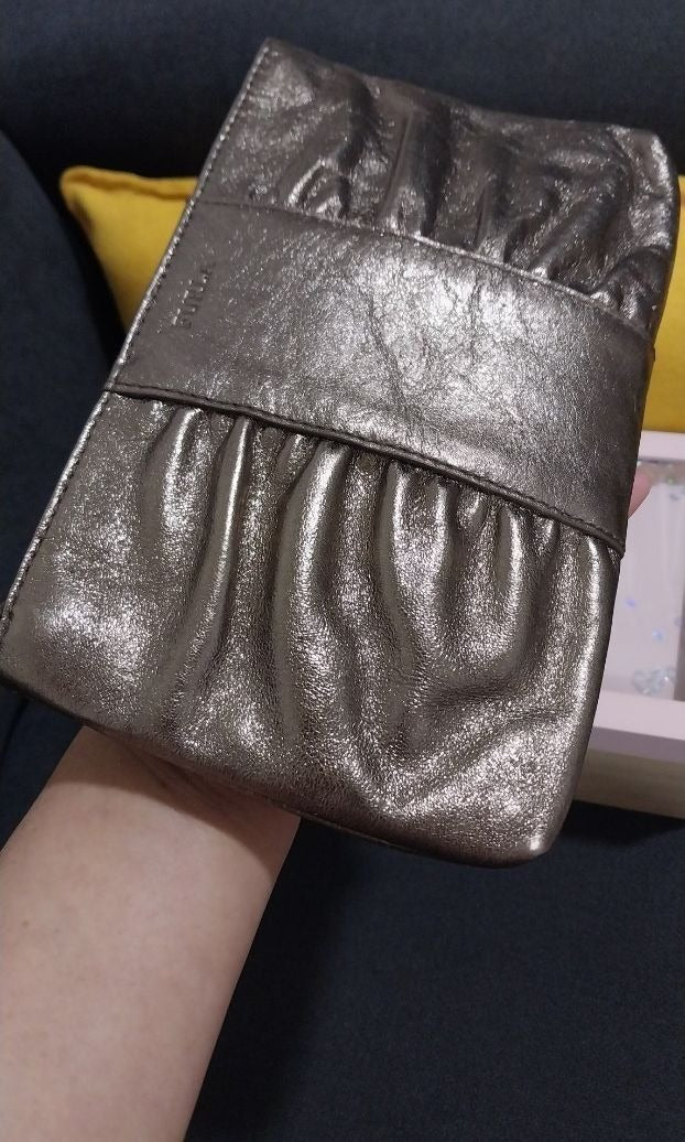 Furla Metallic Golden Silver Gather Pouch